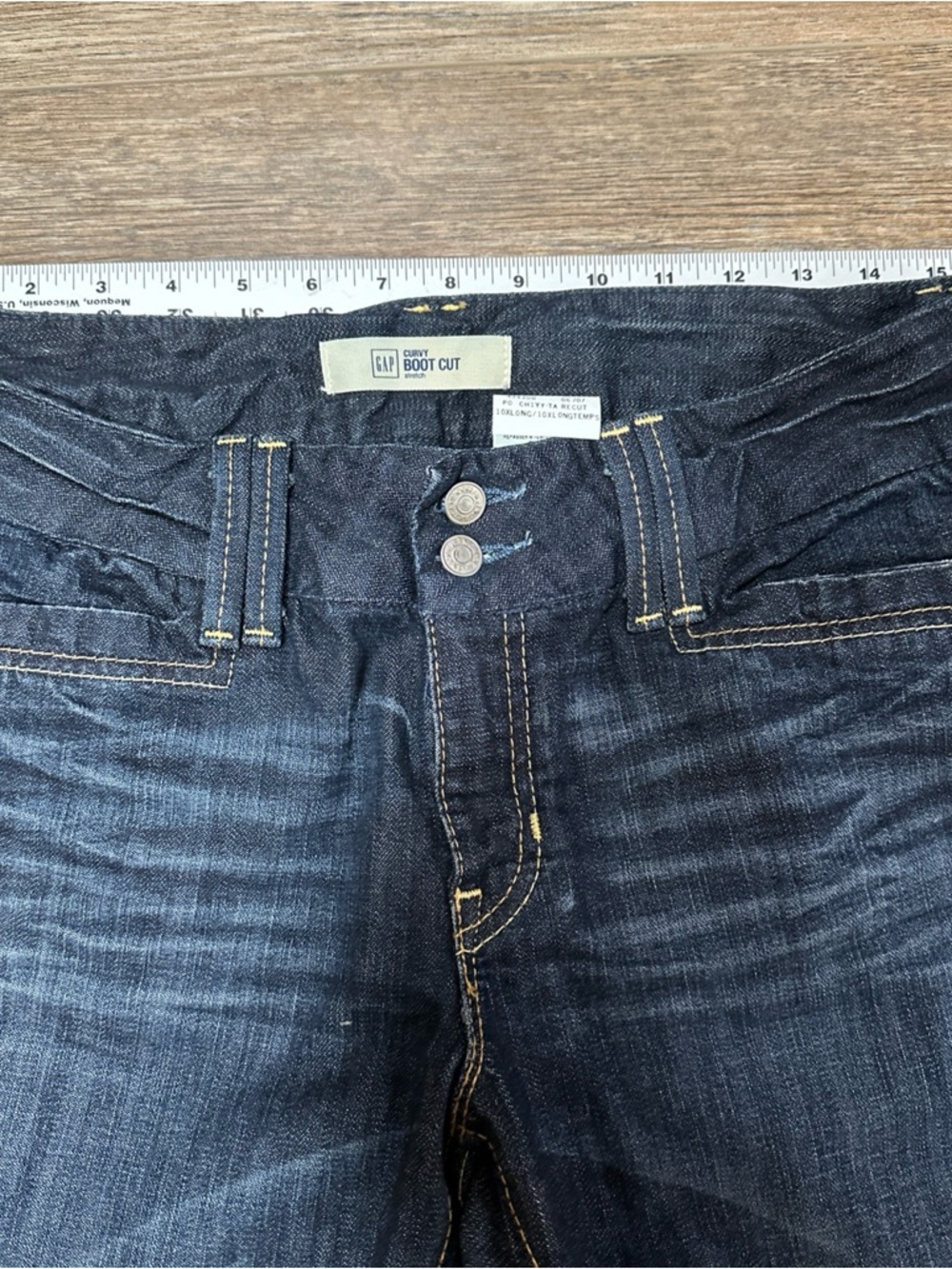 GAP Dark Blue Flare Jeans size 10 Extra Tall - Picture 7 of 12